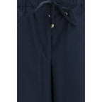 Blue Cotton Casual Pants