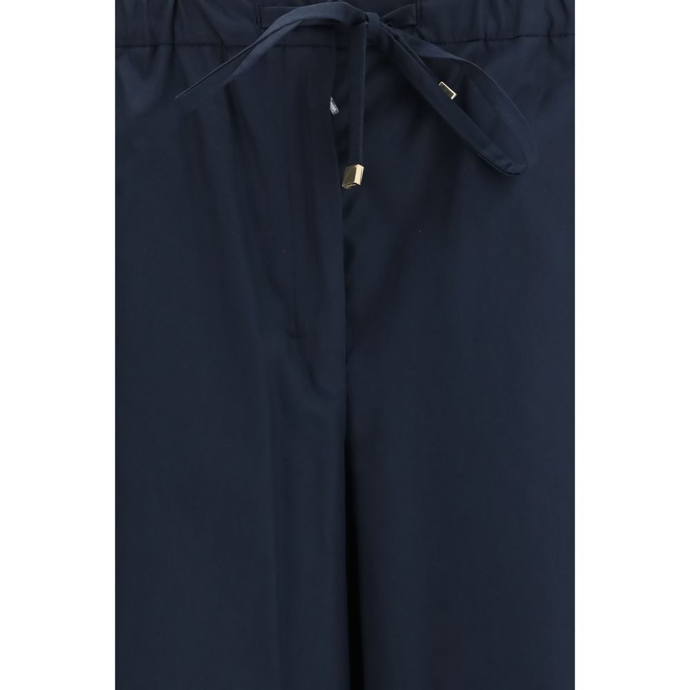 Blue Cotton Casual Pants