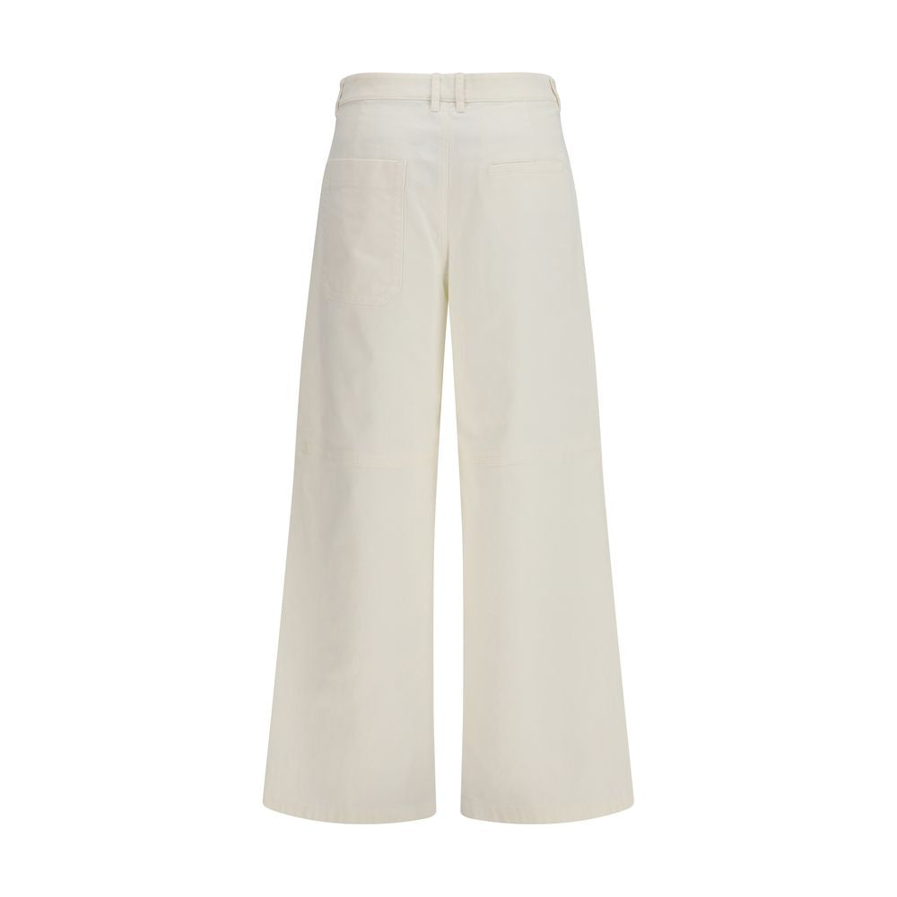 White Cotton Casual Pants