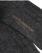 Gray Wool Blend Over The Calf Accessory Socks