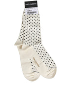 Off White Cotton Polka Dot Mid Calf Accessory Socks