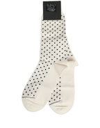 Off White Cotton Polka Dot Mid Calf Accessory Socks