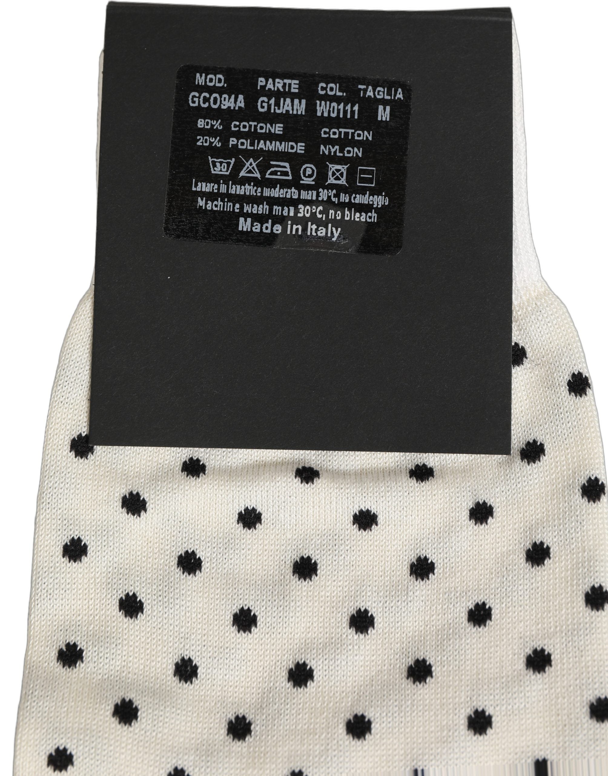 Off White Cotton Polka Dot Mid Calf Accessory Socks