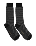 Black Wool Houndstooth Over Calf Accessory Socks