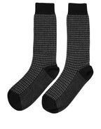 Black Wool Houndstooth Over Calf Accessory Socks