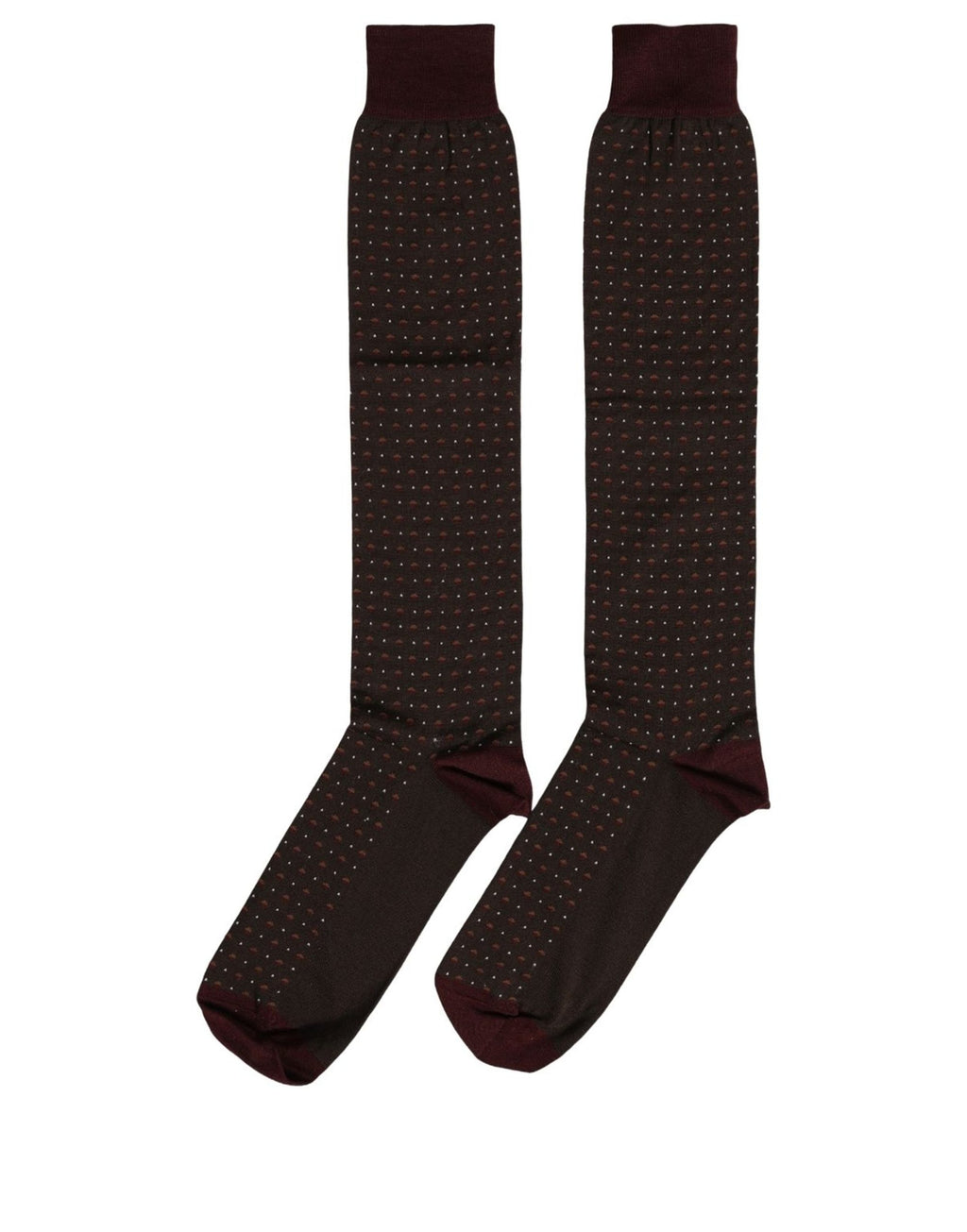 Burgundy Polka Dot Over The Calf Accessory Socks