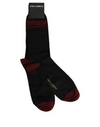Men Burgundy Black Logo Mid Calf Accessory Socks