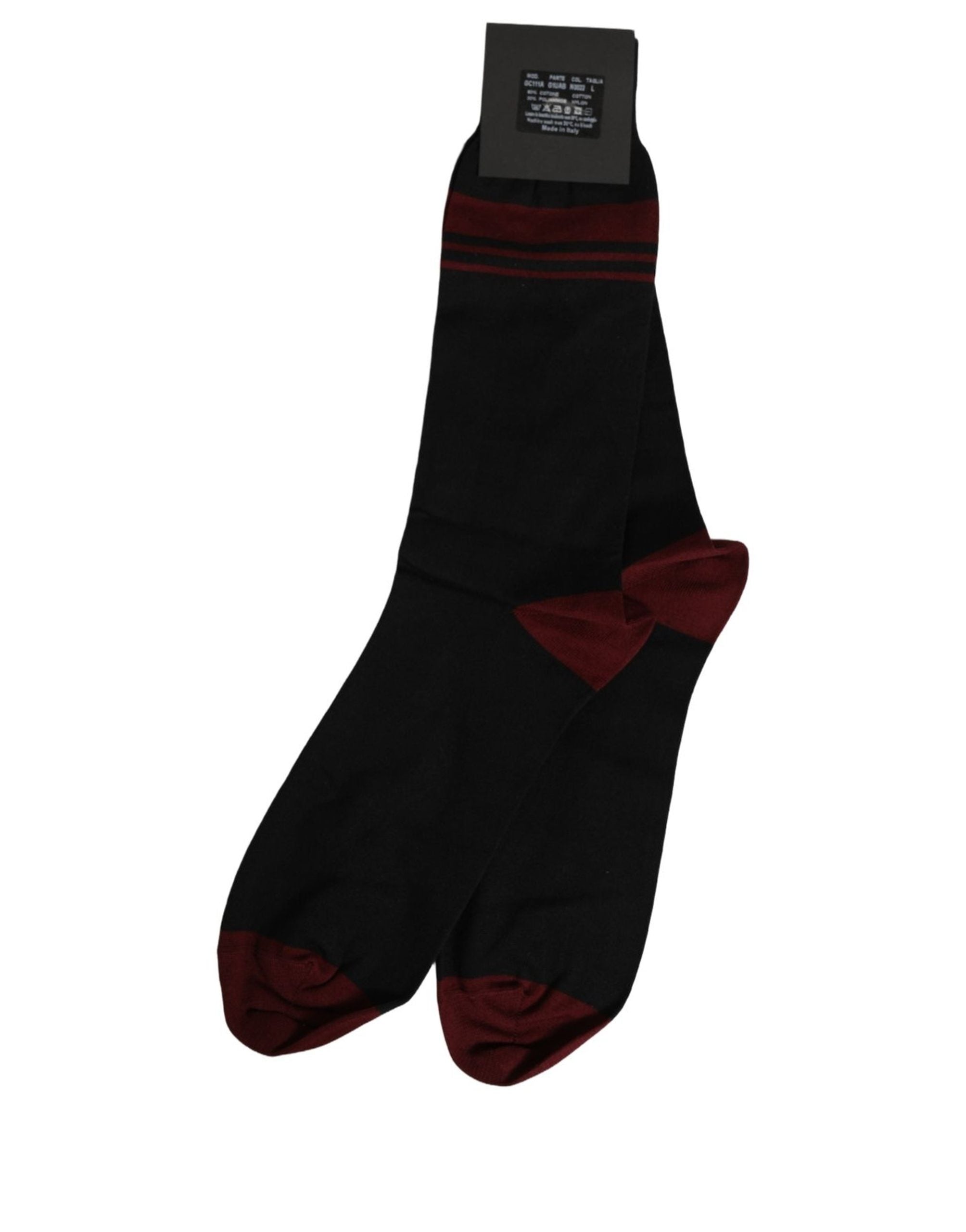 Men Burgundy Black Logo Mid Calf Accessory Socks