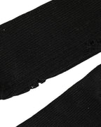 Black Cotton Distressed Mid Calf Accessory Socks