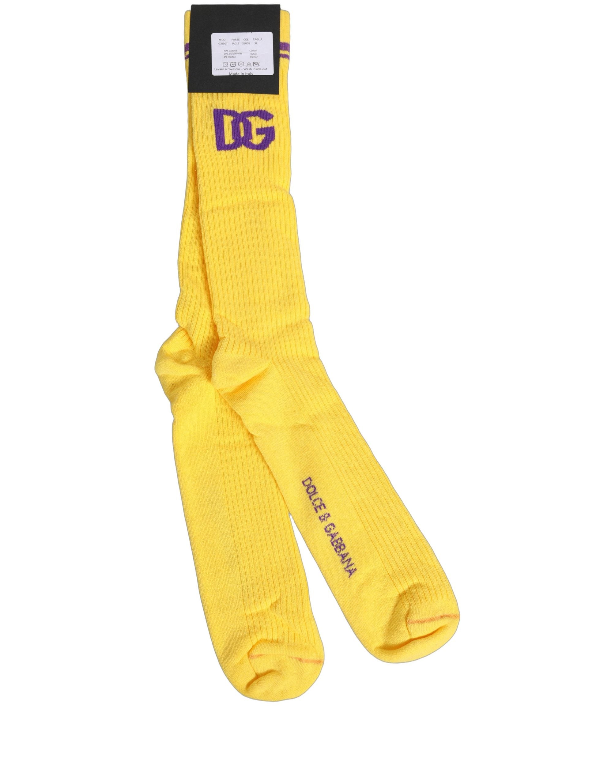 Men Yellow DG Logo Over Calf Accessory Socks