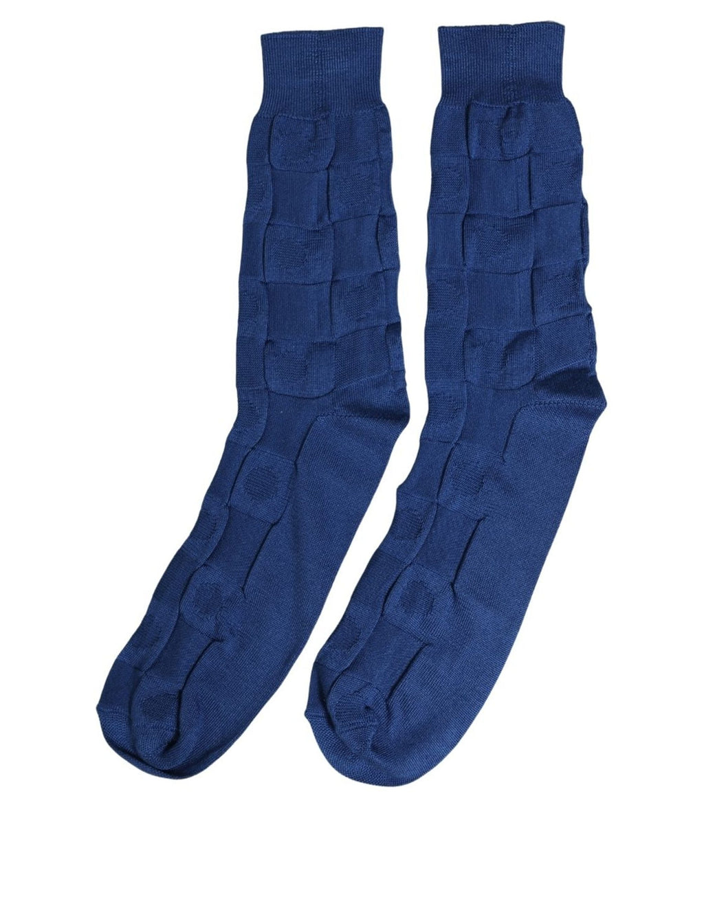 Royal Blue Checkered Silk Mid Calf Accessory Socks