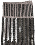 Gray Sequin Cotton Knit Mid Calf Accessory Socks