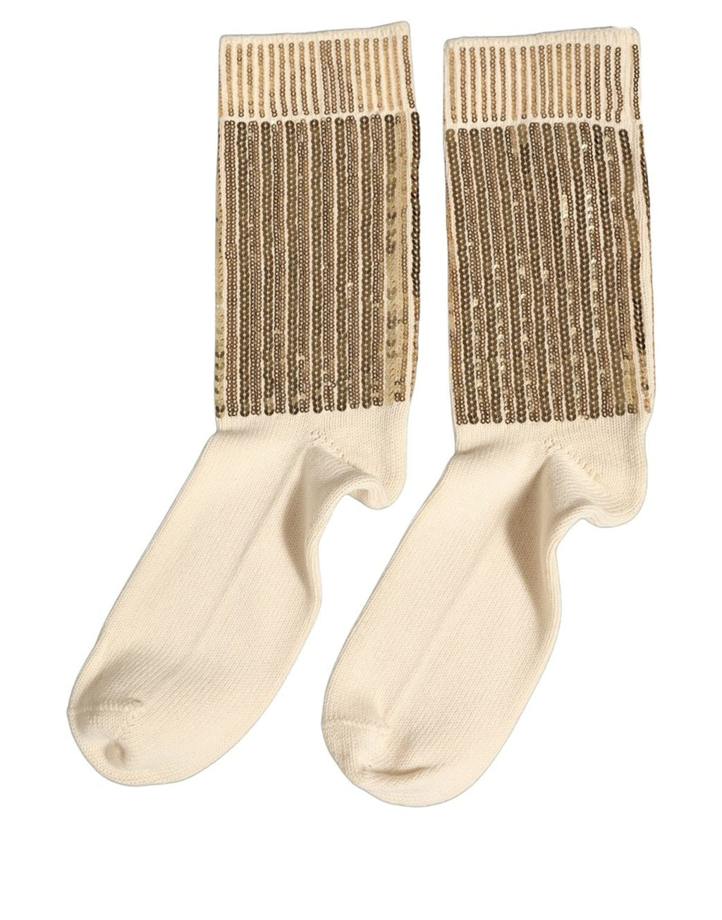 Off White Sequin Cotton Mid Calf Accessory Socks