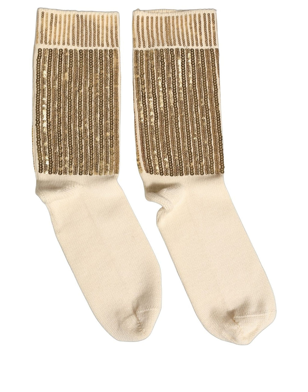Off White Sequin Cotton Mid Calf Accessory Socks