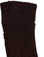 Dark Brown Cotton Distressed Mid Calf Accessory Socks