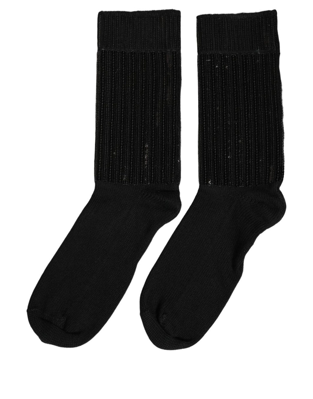 Black Sequin Cotton Knit Mid Calf Accessory Socks