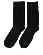Black Sequin Cotton Knit Mid Calf Accessory Socks