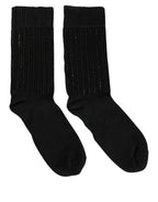 Black Sequin Cotton Knit Mid Calf Accessory Socks