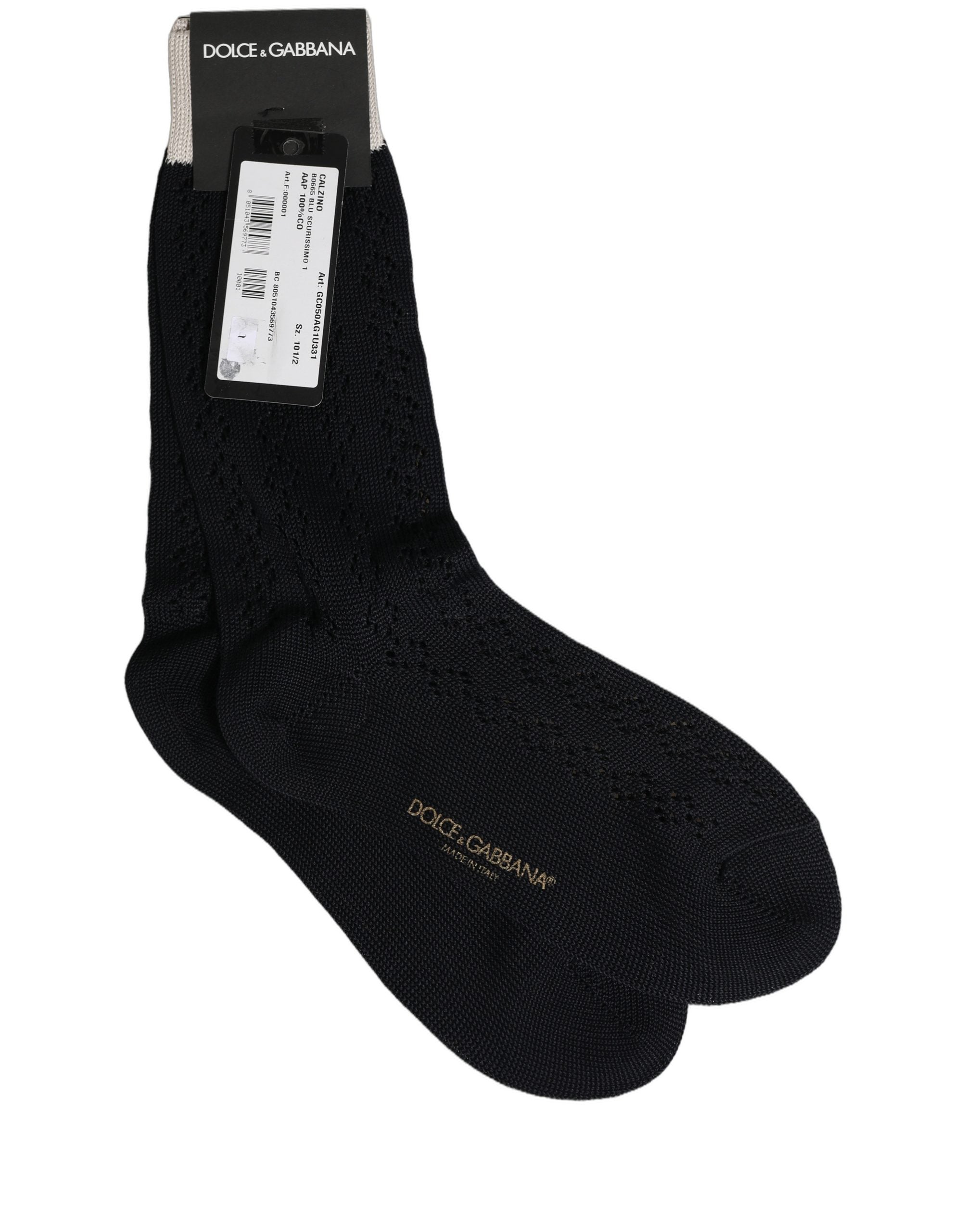 Dark Blue Cotton Knit Mid Calf Accessory Socks