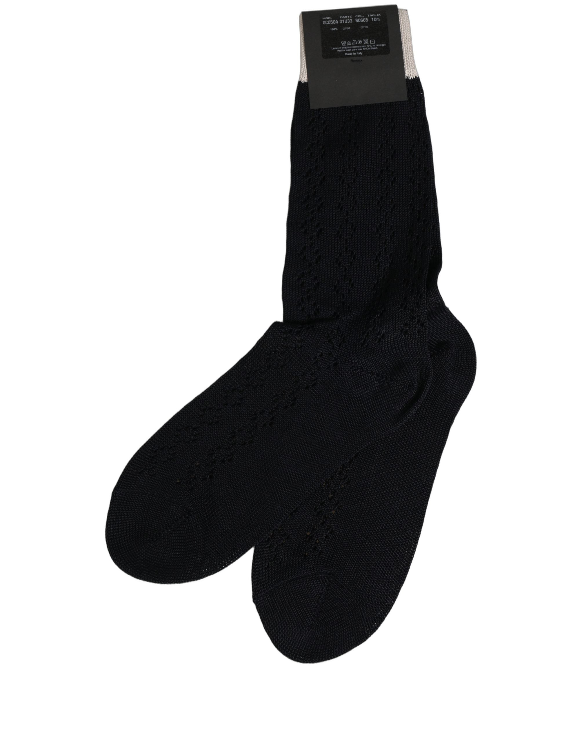 Dark Blue Cotton Knit Mid Calf Accessory Socks