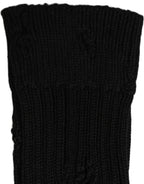 Men Black Cotton Distressed Mid Calf Accessory Socks