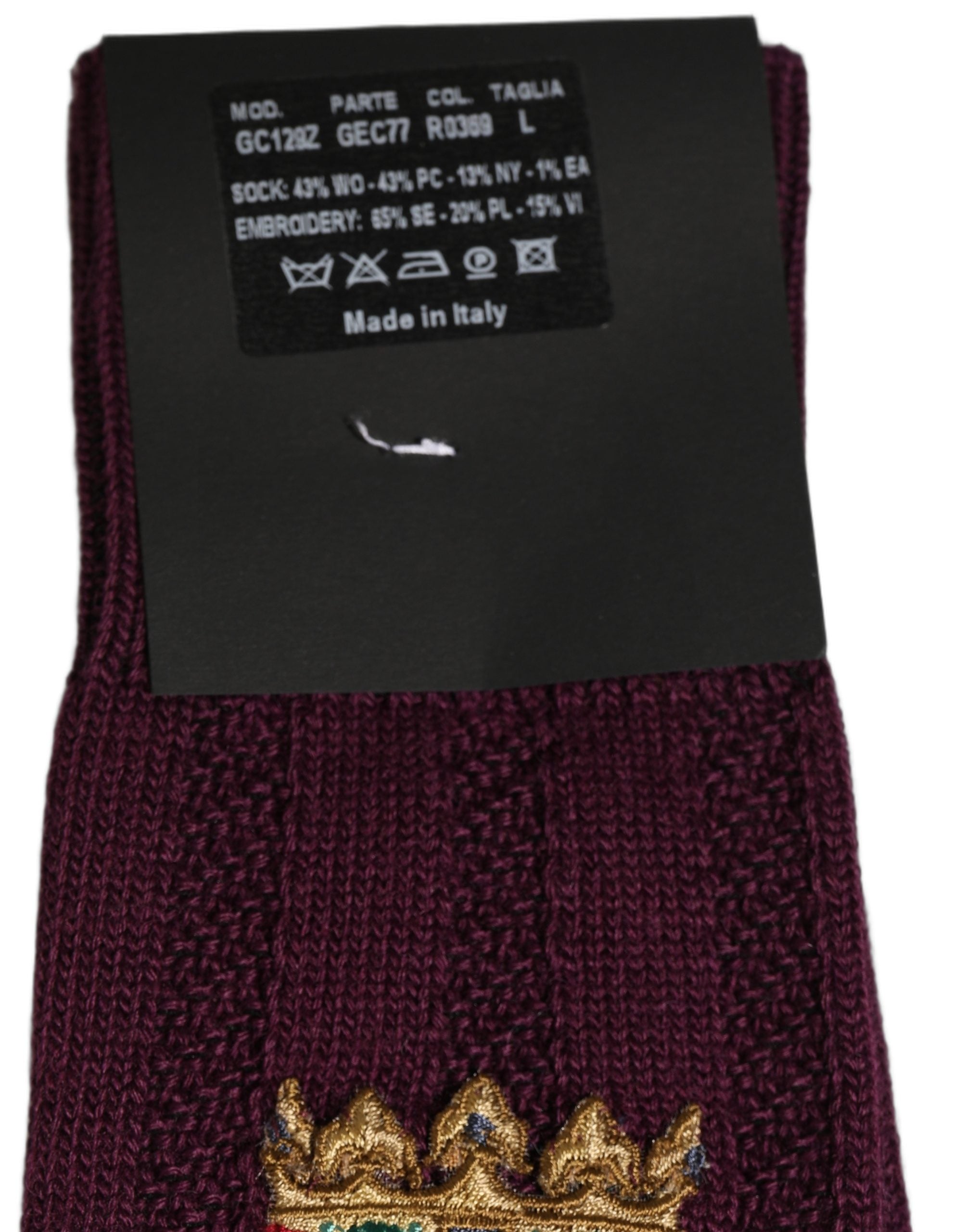 Burgundy Wool Crest Logo Knee High Accessory Socks