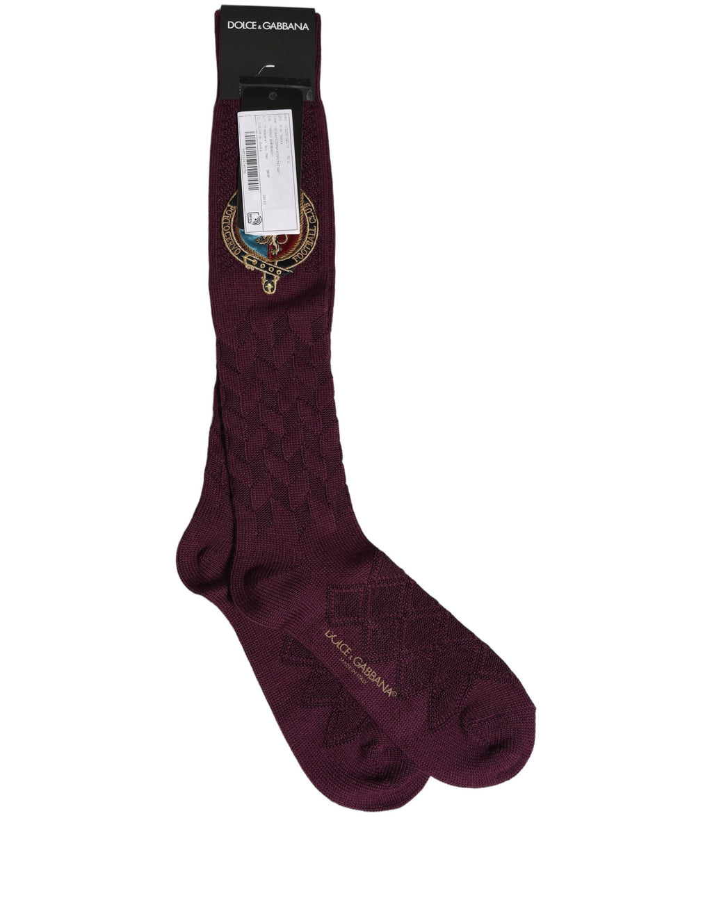 Burgundy Wool Crest Logo Knee High Accessory Socks