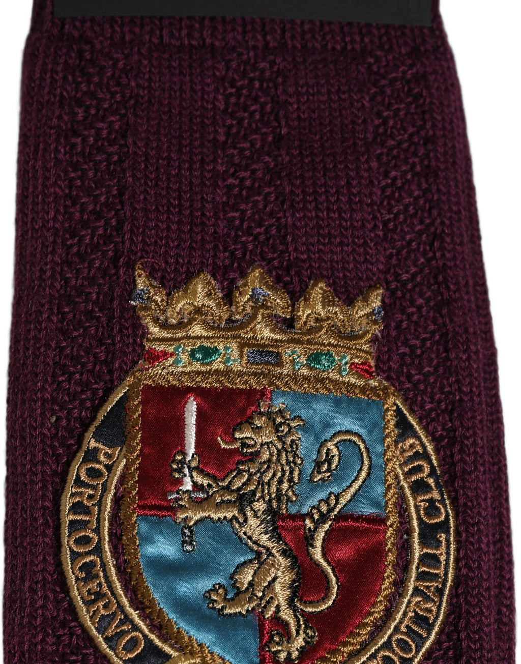 Burgundy Wool Crest Logo Knee High Accessory Socks