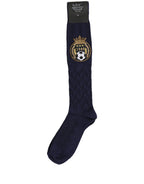 Navy Blue Wool Crest Logo Knee High Accessory Socks