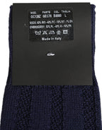 Navy Blue Wool Crest Logo Knee High Accessory Socks
