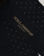 Men Black Cotton Polka Dot Over The Calf Socks