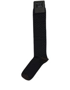 Men Black Cotton Polka Dot Over The Calf Socks