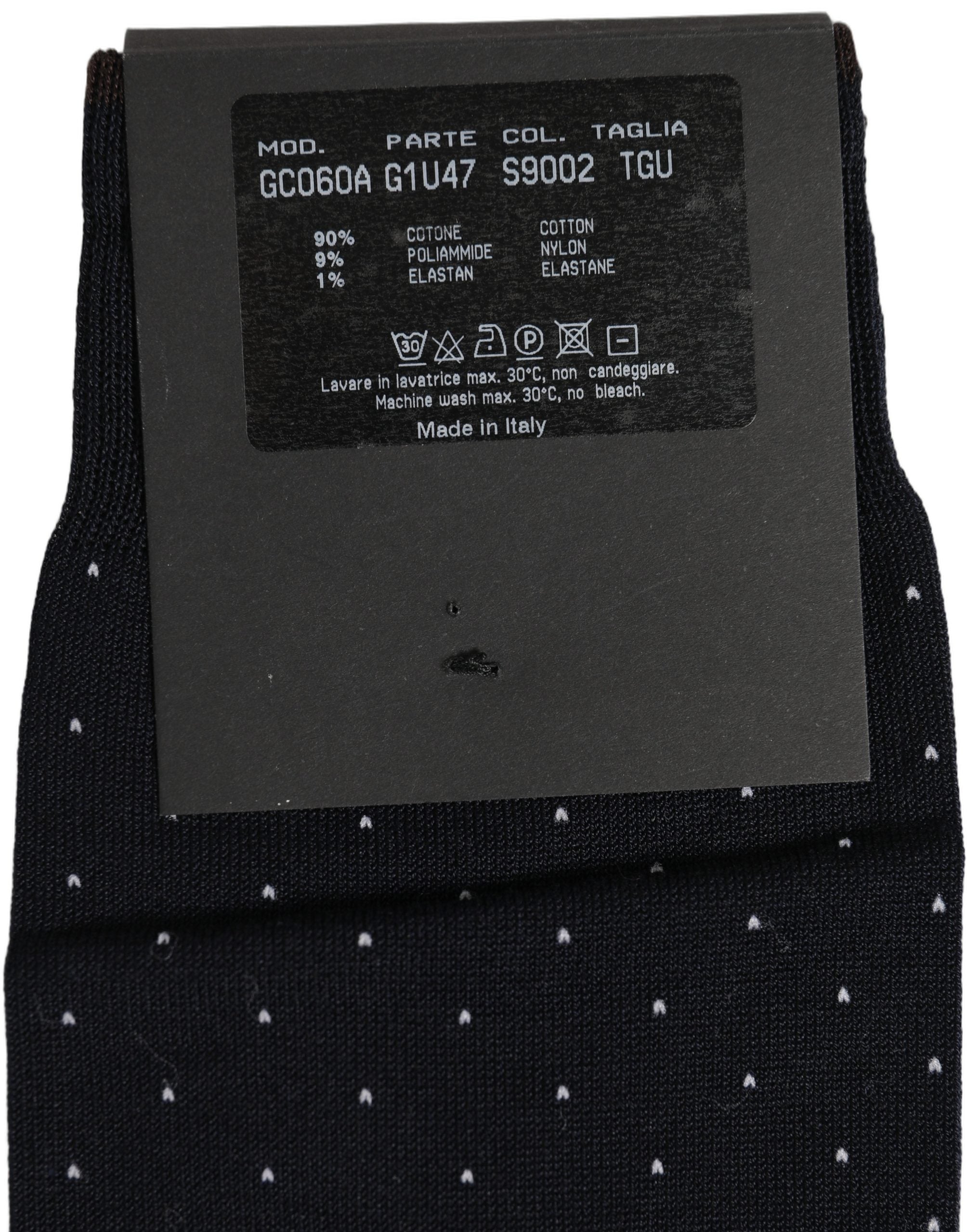 Men Black Cotton Polka Dot Over The Calf Socks