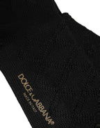 Black Wool Floral Over The Calf Accessory Socks