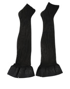 Black Nylon Logo Calf Long Women Accessory Socks