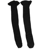 Black Wool Logo Calf Long Women Accessory Socks