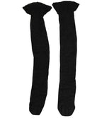 Black Wool Logo Calf Long Women Accessory Socks