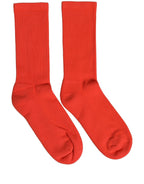 Red Cotton Ribbed Mid Calf Women Accessory Socks