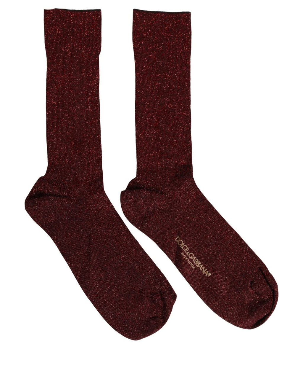 Maroon Viscose DG Logo Mid Calf Accessory Socks