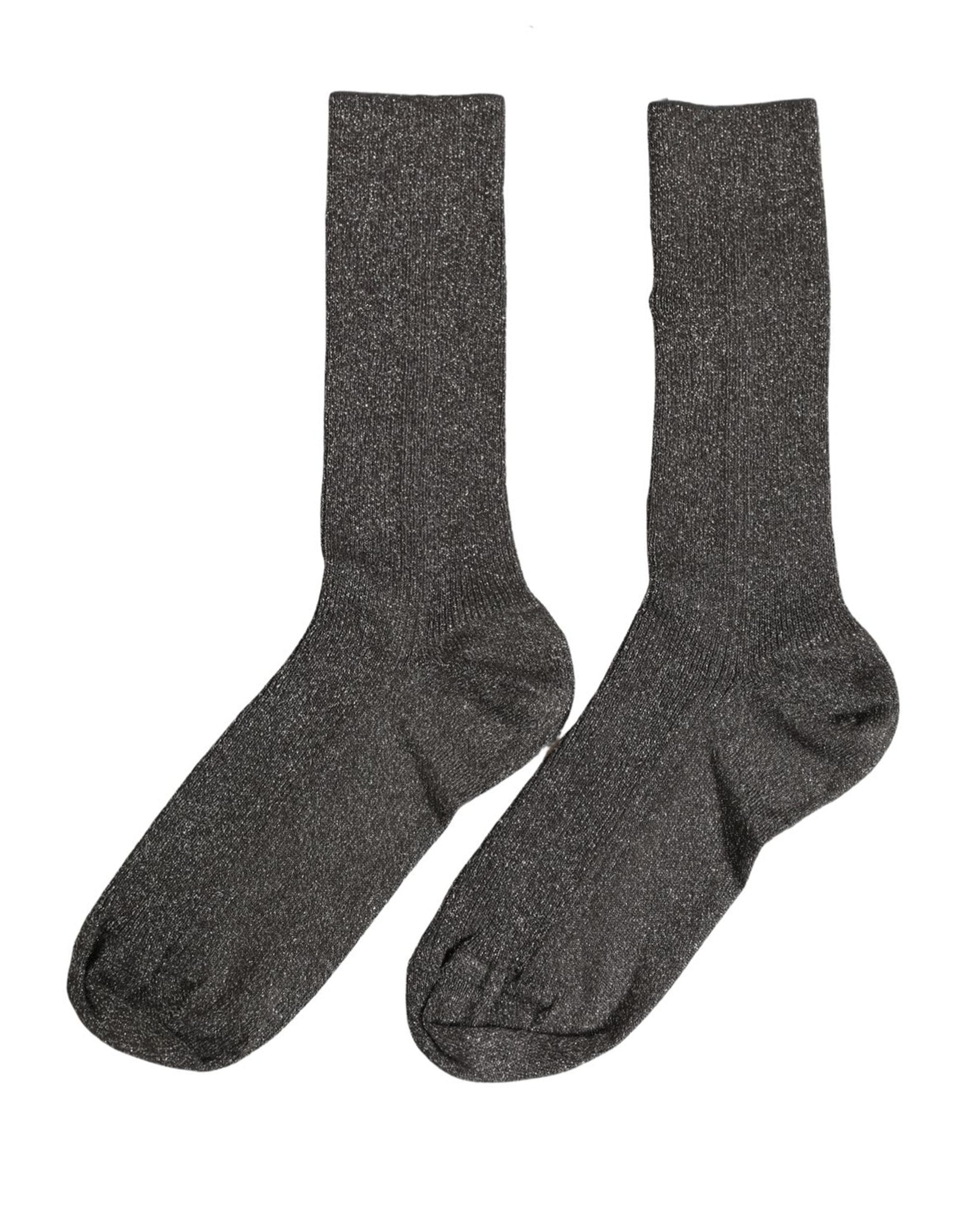 Dark Gray Viscose Logo Mid Calf Accessory Socks