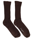 Dark Brown Wool DG Logo Mid Calf Accessory Socks