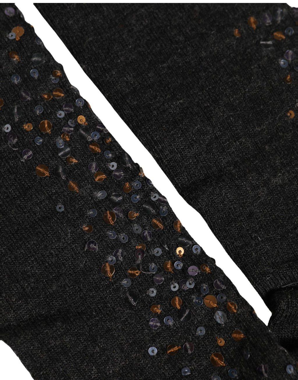 Dark Gray Sequined Wool Knee High Accessory Socks