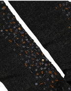 Dark Gray Sequined Wool Knee High Accessory Socks