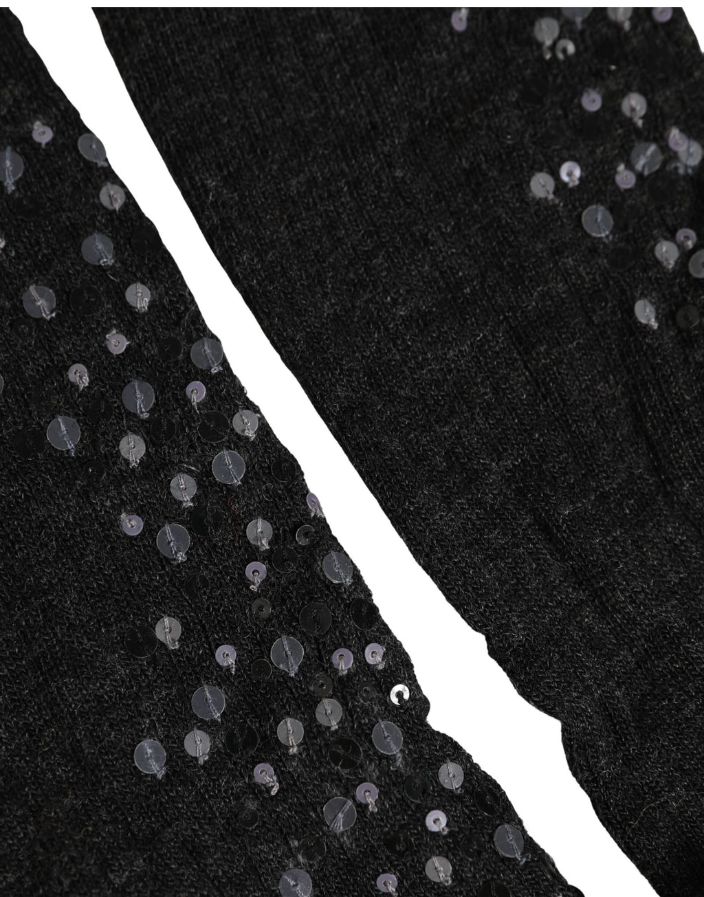 Dark Gray Sequined Wool Knee High Accessory Socks