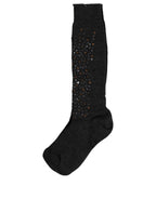 Dark Gray Sequined Wool Knee High Accessory Socks