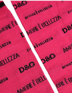 Pink Cotton Logo Print Mid Calf Accessory Socks