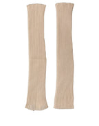 Camel Brown Cashmere Knit Arm Warmer Gloves