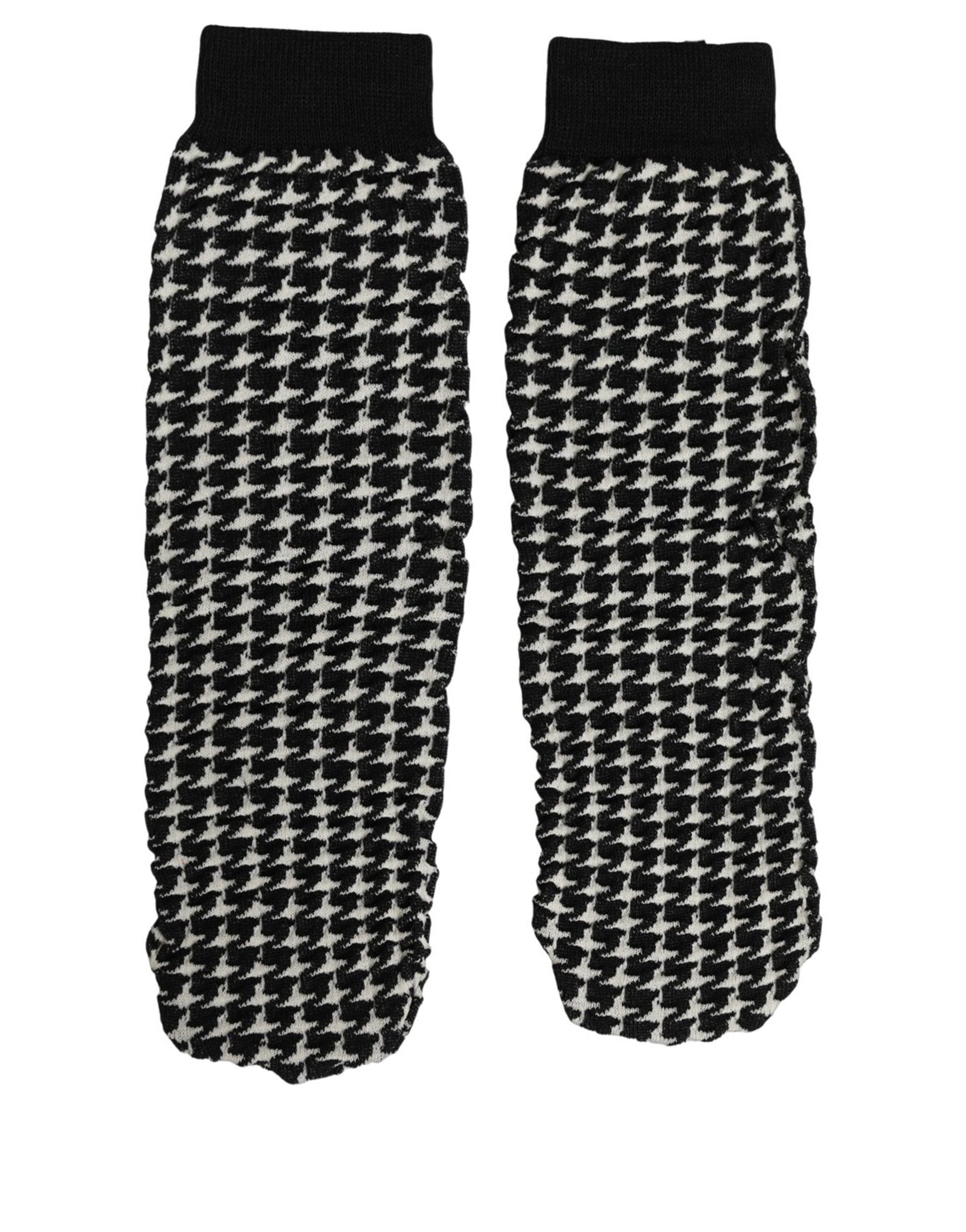 Black White Houndstooth Ankle Length Socks