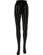 Black Polka Dot Fishnet Pantyhose Stockings Socks