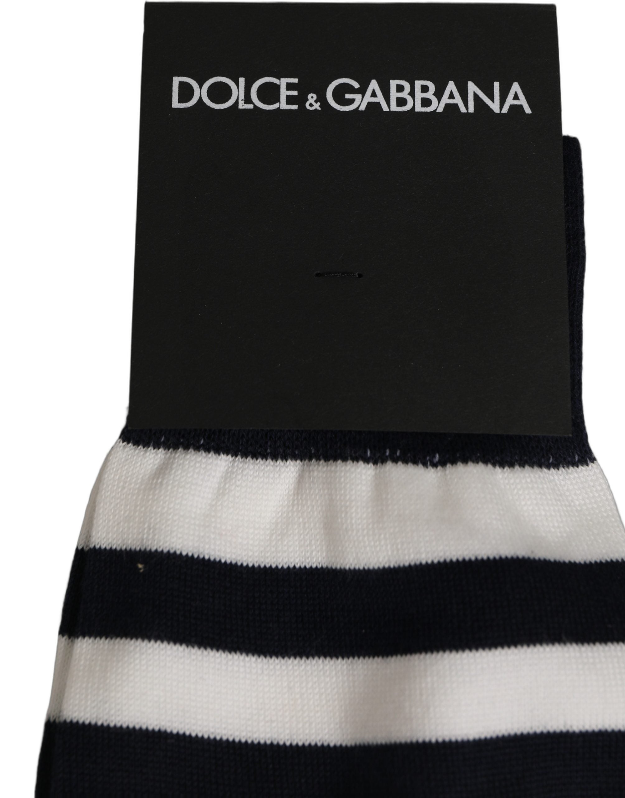 Black White Stripes Cotton Mid Calf Accessory Socks